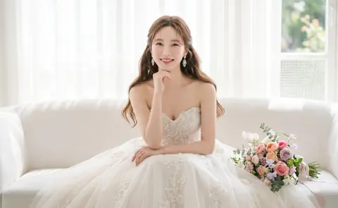 신부 화이트 카우치 볼가운